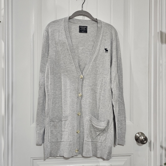 Abercrombie & Fitch Sweaters - Abercrombie & Fitch Icon Boyfriend Cardigan in a Gray Cotton Blend Knit Large